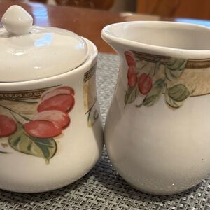 Floral Ceramic Sugar and Creamer Set